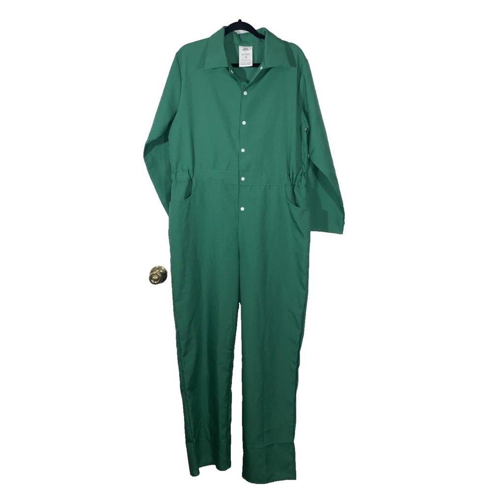 Ann Arbor Green Button Up Collared Wide Leg Jumpsuit Size M
